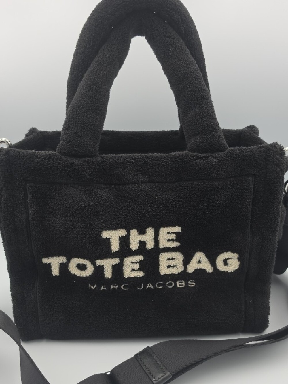 Marc Jacobs Black/White Sherpa Terry Cloth "The Tote Bag" Small Tote (EUC)🖤🤍🖤 - Picture 3 of 11